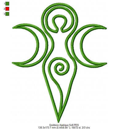 The Triple Goddess - Applique - Machine Embroidery Design