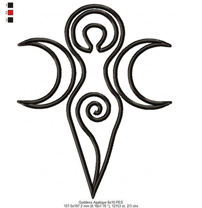 The Triple Goddess - Applique - Machine Embroidery Design