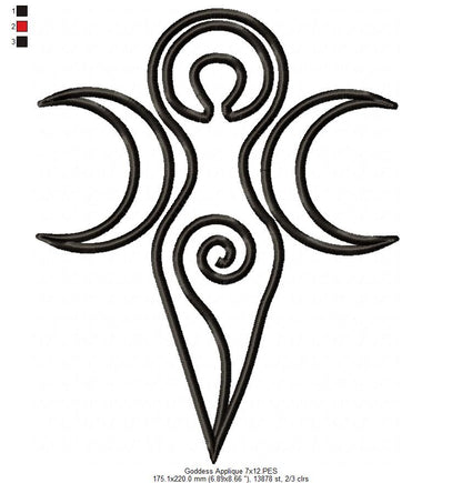 The Triple Goddess - Applique - Machine Embroidery Design