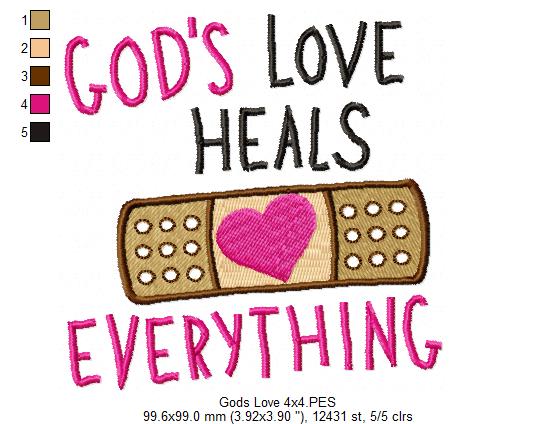 God's Love Heals Everything - Fill Stitch - Machine Embroidery Design