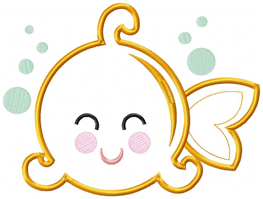 Cute Golden Fish - Appliqué – Machine Embroidery Design