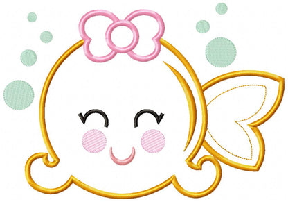 Kawaii Goldfish Girl - Appliqué - Machine Embroidery Design
