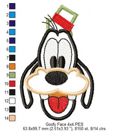 Goofy Face - Applique - Machine Embroidery Design