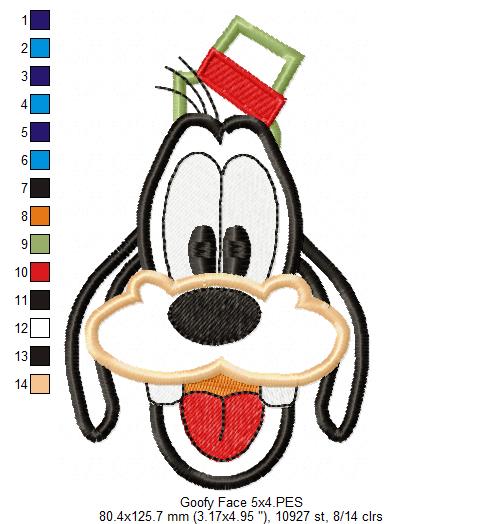 Goofy Face - Applique - Machine Embroidery Design