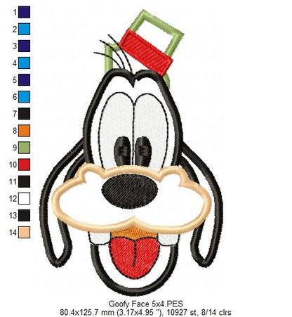 Goofy Face - Applique - Machine Embroidery Design