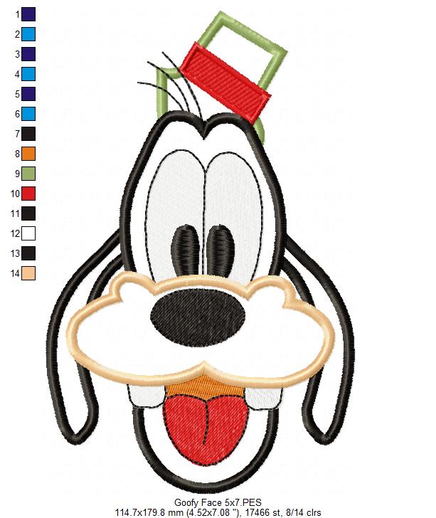 Goofy Face - Applique - Machine Embroidery Design
