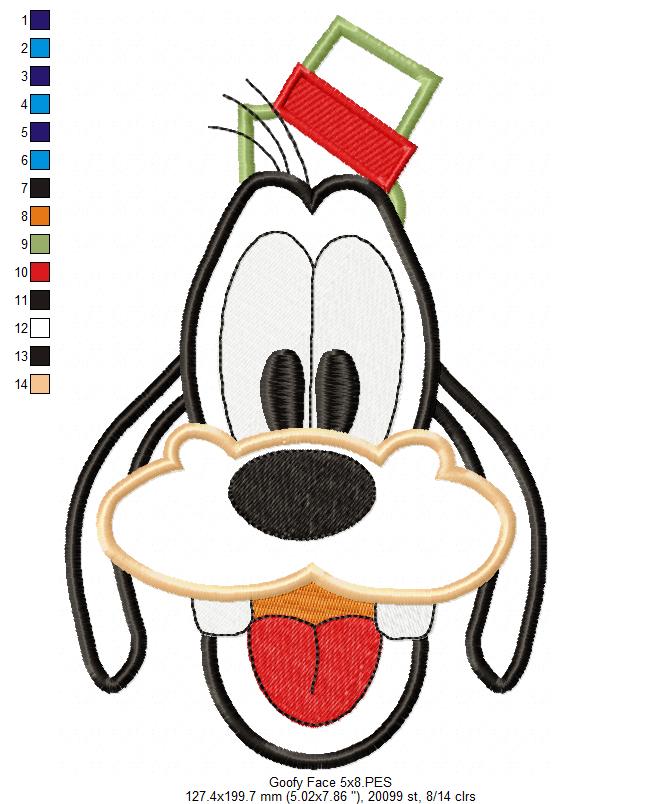 Goofy Face - Applique - Machine Embroidery Design