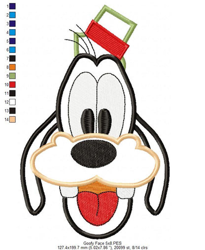 Goofy Face - Applique - Machine Embroidery Design