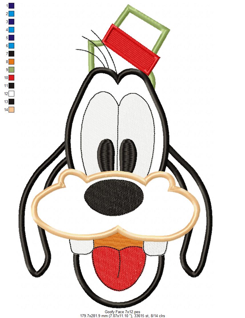 Goofy Face - Applique - Machine Embroidery Design