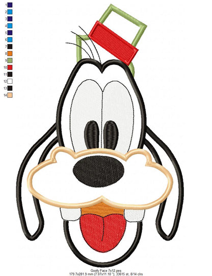 Goofy Face - Applique - Machine Embroidery Design