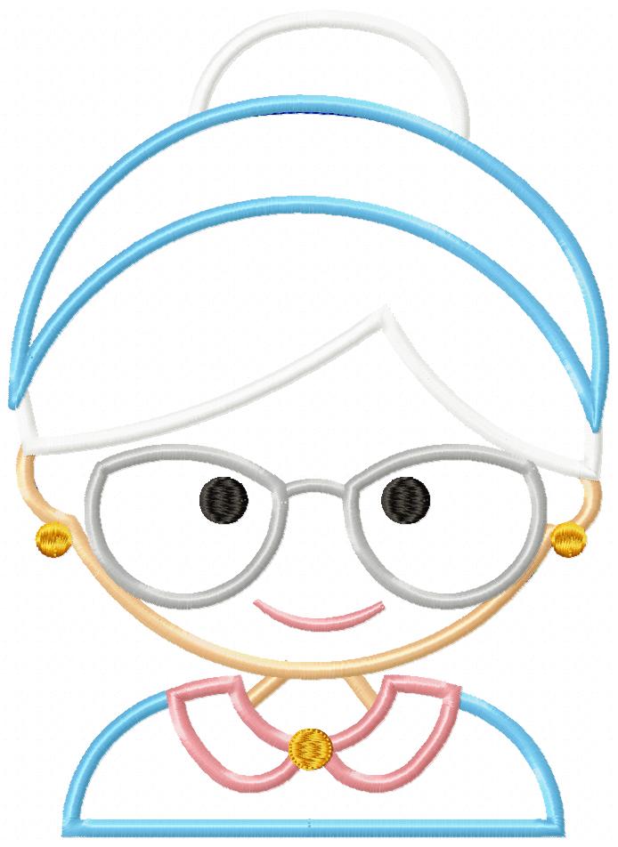 Sweet Grandma Portrait - Appliqué - Machine Embroidery Design
