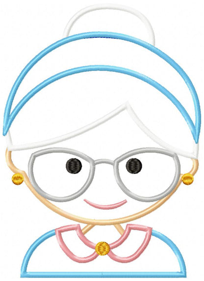 Sweet Grandma Portrait - Appliqué - Machine Embroidery Design