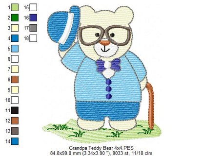 Grandpa Teddy Bear - Fill Stitch