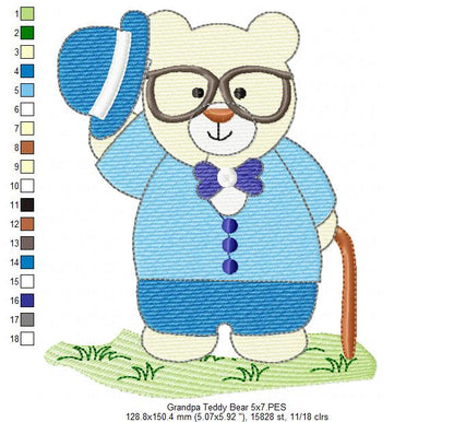 Grandpa Teddy Bear - Fill Stitch