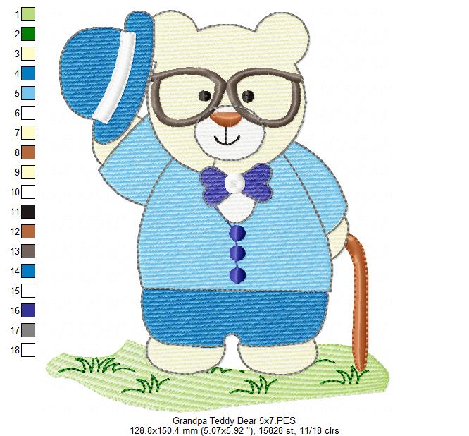 Grandpa Teddy Bear - Fill Stitch