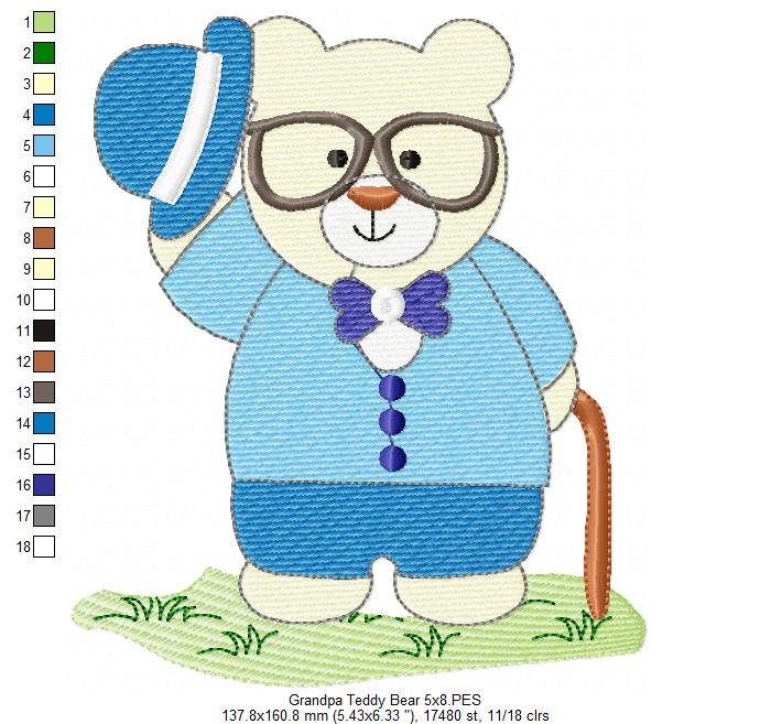 Grandpa Teddy Bear - Fill Stitch