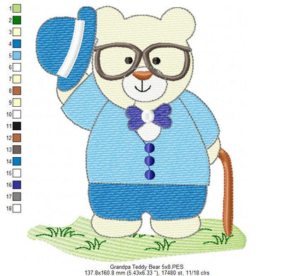 Grandpa Teddy Bear - Fill Stitch
