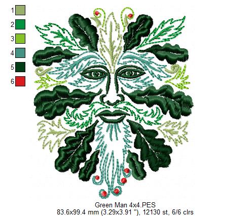 The Green Man - Fill Stitch - Machine Embroidery Design