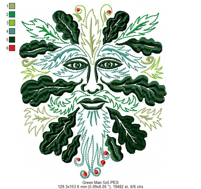 The Green Man - Fill Stitch - Machine Embroidery Design