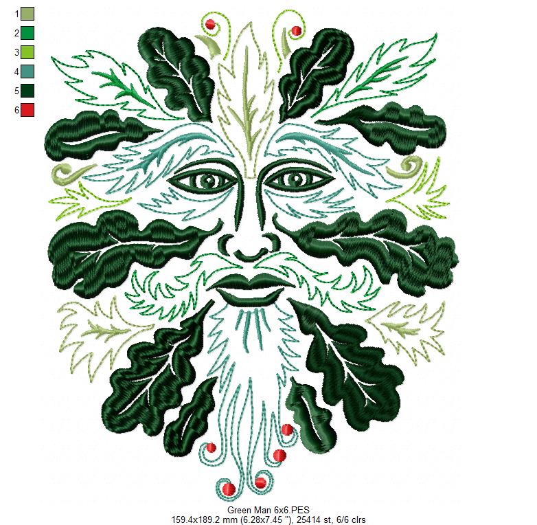 The Green Man - Fill Stitch - Machine Embroidery Design