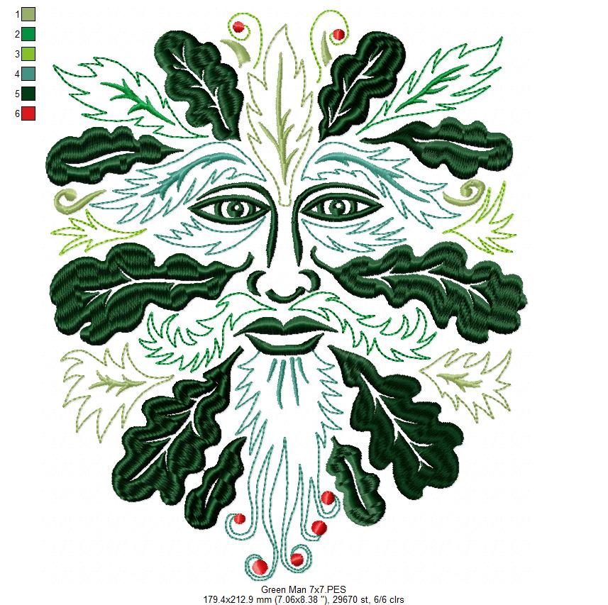 The Green Man - Fill Stitch - Machine Embroidery Design