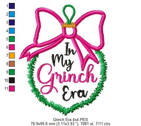 In My Grinch Era - Applique - Machine Embroidery Design