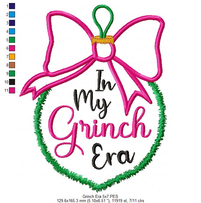 In My Grinch Era - Applique - Machine Embroidery Design