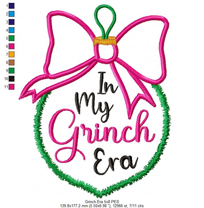 In My Grinch Era - Applique - Machine Embroidery Design