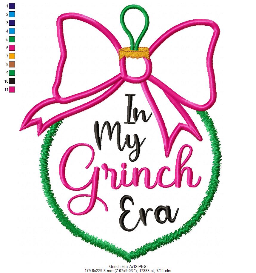 In My Grinch Era - Applique - Machine Embroidery Design