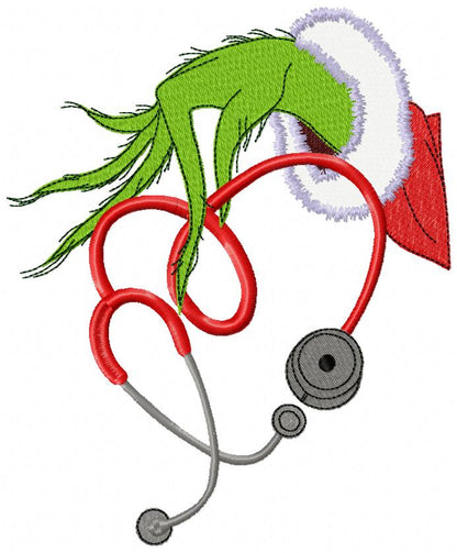 Grinchy Nurse Love – Fill Stitch – Machine Embroidery Design