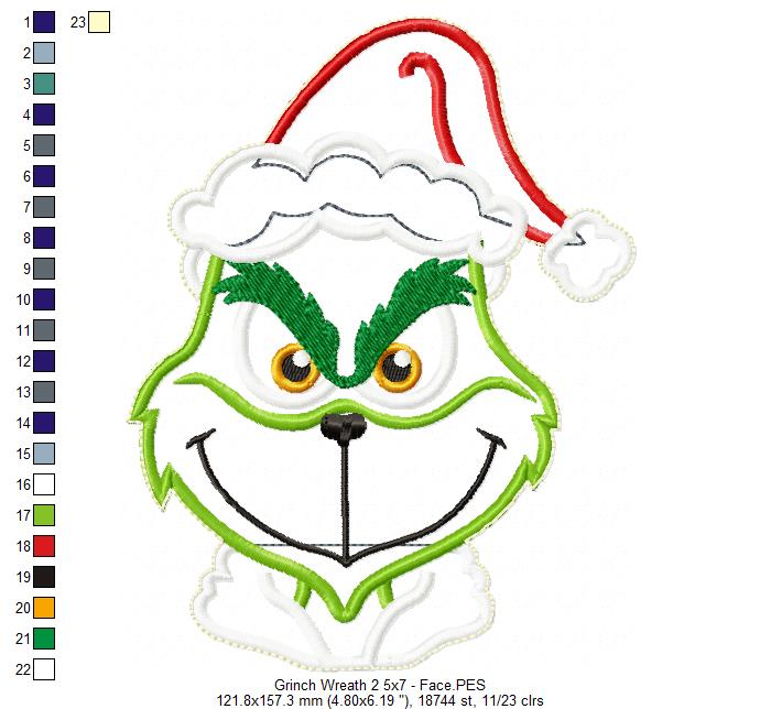 Merry Grinchmas Wreath - ITH Project - Machine Embroidery Design