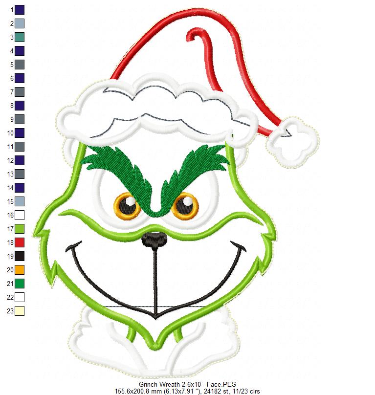 Merry Grinchmas Wreath - ITH Project - Machine Embroidery Design