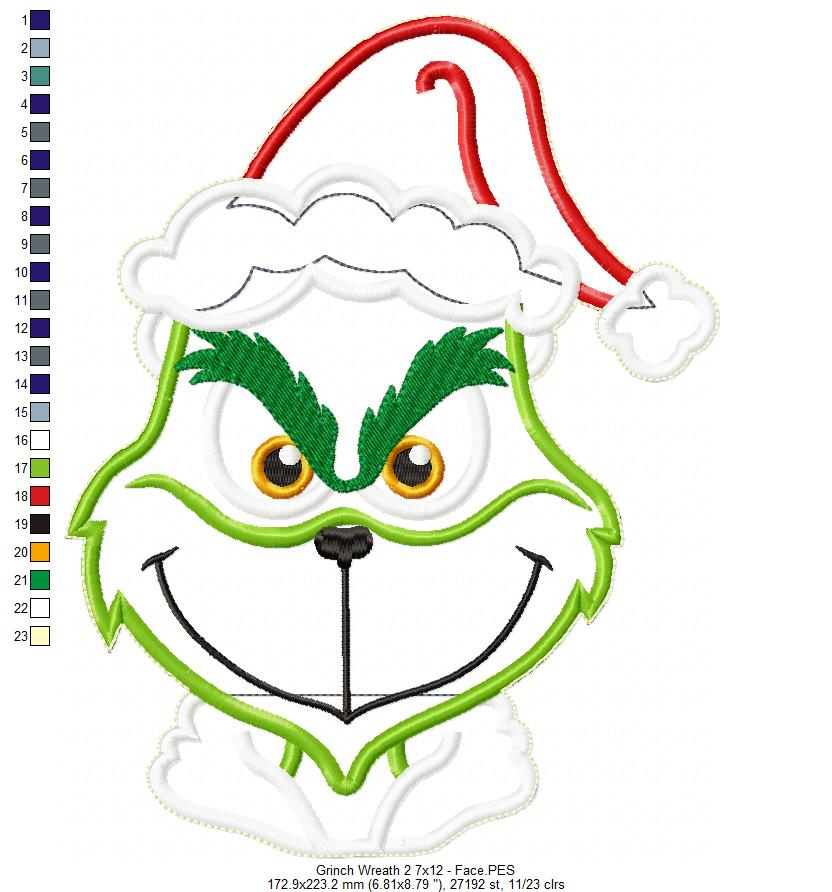 Merry Grinchmas Wreath - ITH Project - Machine Embroidery Design