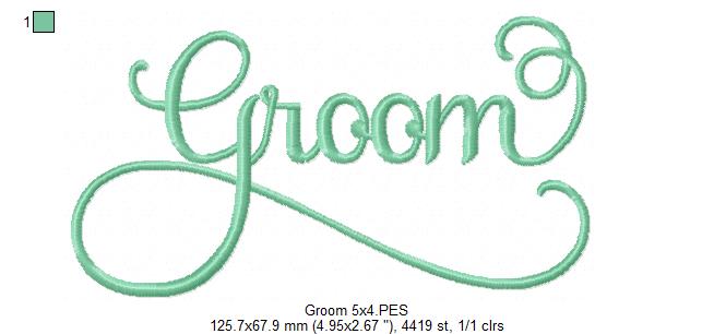 Wedding Groom - Fill Stitch Embroidery