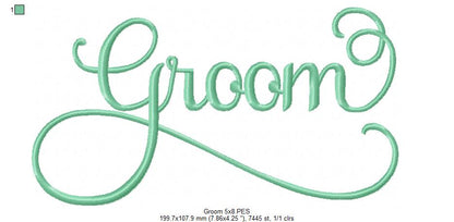 Wedding Groom - Fill Stitch Embroidery