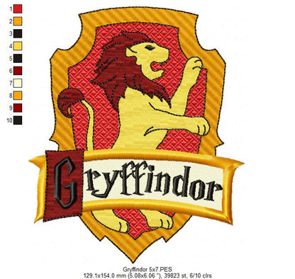 School of Magic Gryffindor - Fill Stitch - Machine Embroidery Design