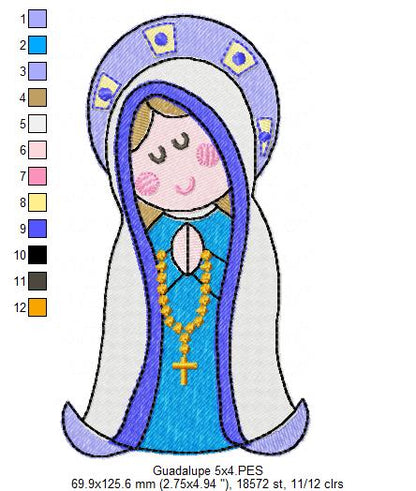 Our Lady of Guadalupe - Fill Stitch - Machine Embroidery Design