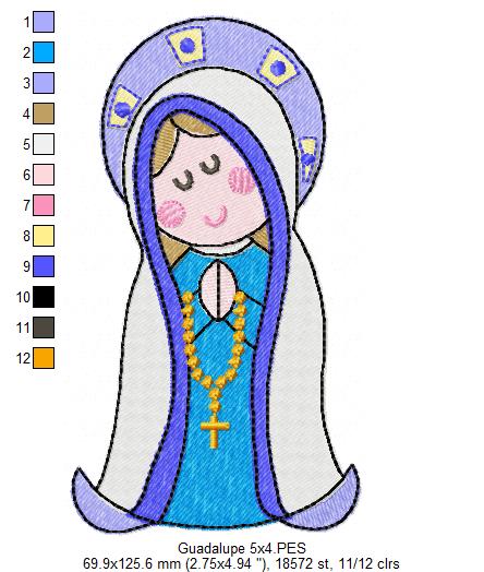 Our Lady of Guadalupe - Fill Stitch - Machine Embroidery Design