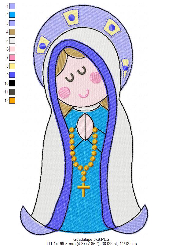 Our Lady of Guadalupe - Fill Stitch - Machine Embroidery Design