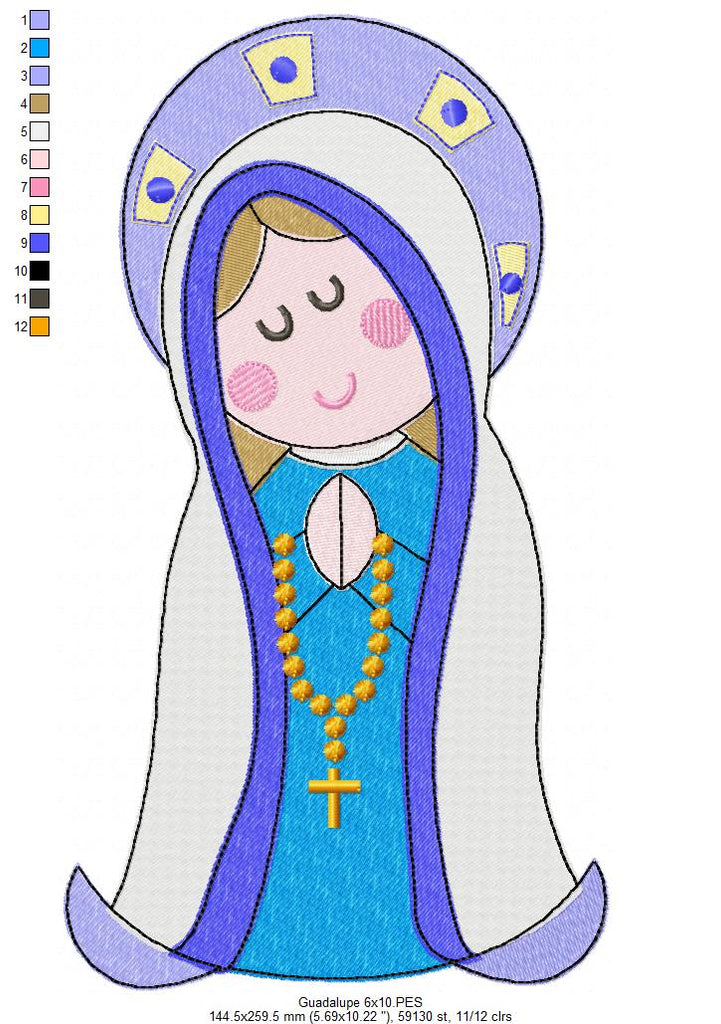 Our Lady of Guadalupe - Fill Stitch - Machine Embroidery Design