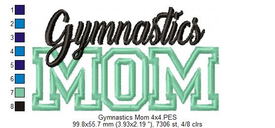 Basic Gymnastics Mom - Applique - Machine Embroidery Design
