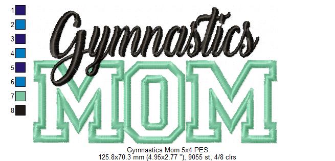 Basic Gymnastics Mom - Applique - Machine Embroidery Design