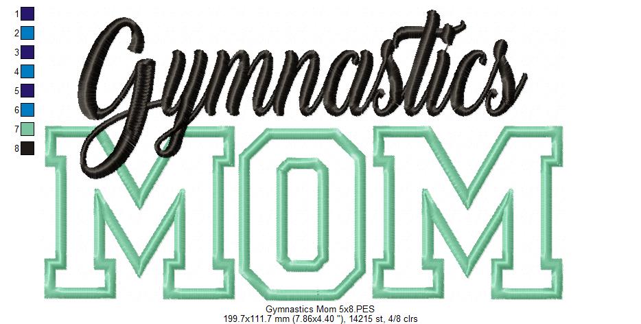 Basic Gymnastics Mom - Applique - Machine Embroidery Design