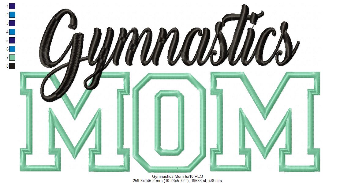 Basic Gymnastics Mom - Applique - Machine Embroidery Design