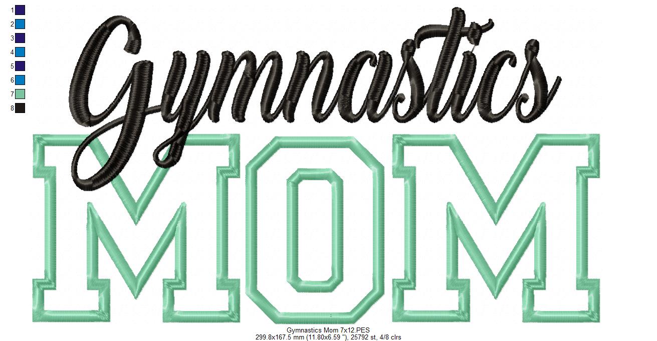 Basic Gymnastics Mom - Applique - Machine Embroidery Design