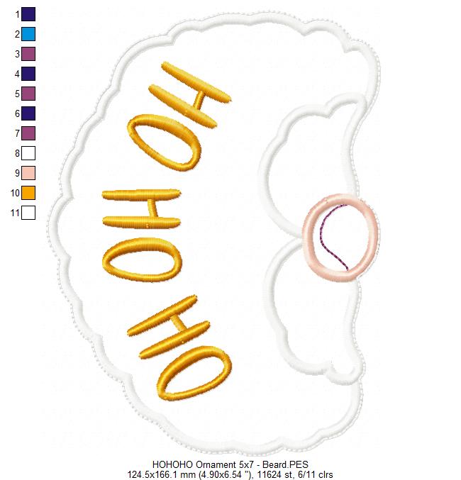 HO HO HO Ornament - ITH Project - Machine Embroidery Design