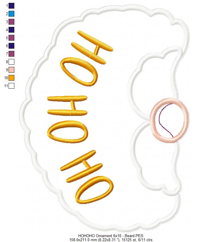 HO HO HO Ornament - ITH Project - Machine Embroidery Design