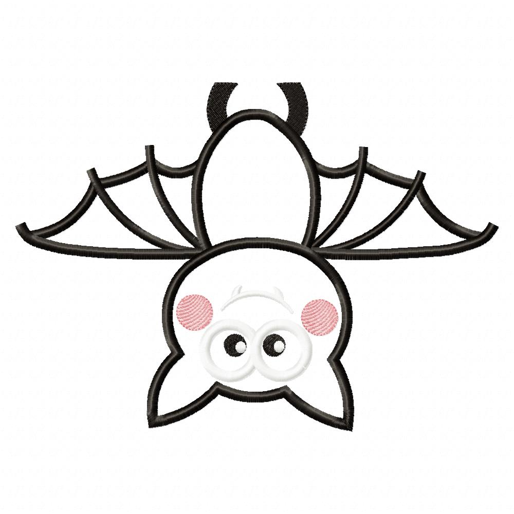 Cute Halloween Bat - Applique - Machine Embroidery Design