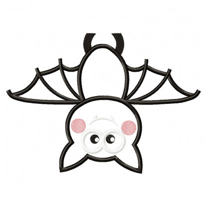 Cute Halloween Bat - Applique - Machine Embroidery Design
