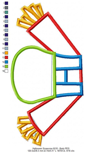 Cute Scarecrow Ornament - ITH Project - Machine Embroidery Design